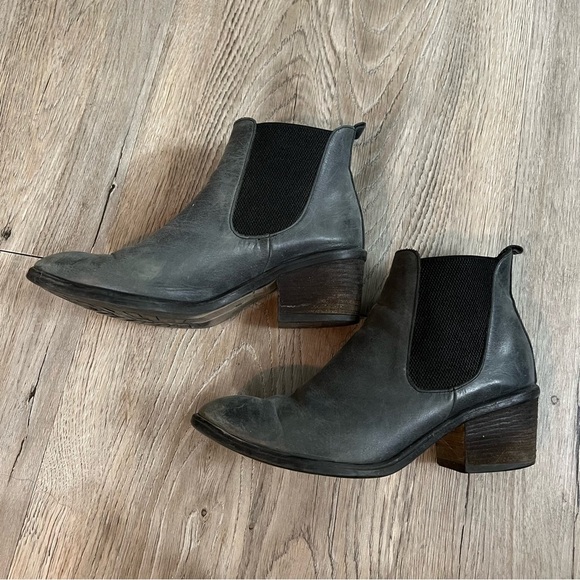 Gray Leather Ankle Boots - Picture 2 of 4